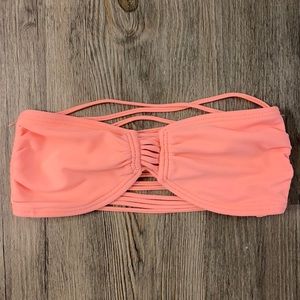 Peach Strapless Bikini Top
